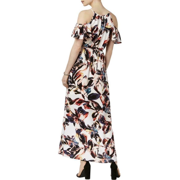 Bar III Women's Printed Cold Shoulder Maxi Dress New with Tags Size XS - Picture 2 of 2